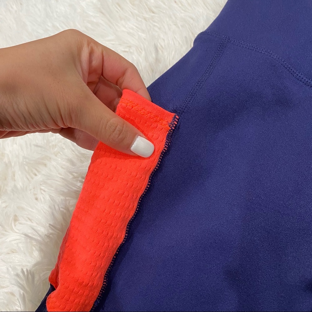 Fabletics Navy sculptknit Leggings with Orange Pocket Medium regular length - Picture 6 of 8